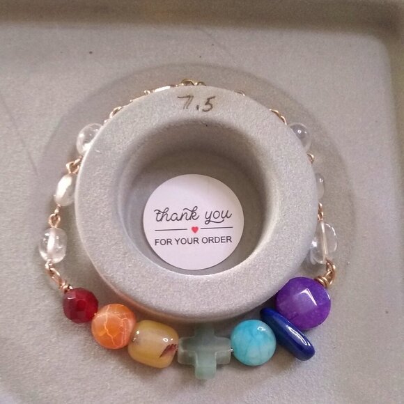 Rainbow of Semi-Precious Stones - Unique Chakra Bracelet - Your Signature Style! - Picture 9 of 12